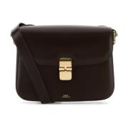 Grace Crossbody Tas in Donkerbruin Leer A.p.c. , Brown , Dames