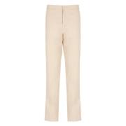 Beige Katoenen Broek met Zijdetails Fabiana Filippi , Beige , Dames