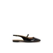 Gelakte platte pumps met blootgestelde hiel Kazar , Black , Dames