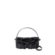 Zwarte leren crossbodytas met meerdere vakken Acne Studios , Black , D...