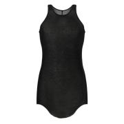 Zwarte Mouwloze Asymmetrische Top Rick Owens , Black , Heren