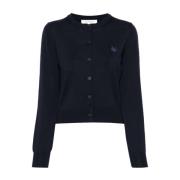 Blauwe Wollen Trui met Logodetails Maison Kitsuné , Blue , Dames