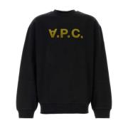 Oversized Zwarte Katoenen Sweatshirt A.p.c. , Black , Heren