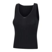 Zwarte V-hals Gebreide Top Iceberg , Black , Dames