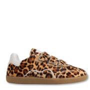 Tijgerprint Sneakers met Klittenband Toral , Brown , Dames