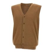 Bruine Wollen Vest V-Hals Mouwloos Kangra , Brown , Heren