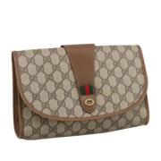 Pre-owned Leather clutches Gucci Vintage , Beige , Dames