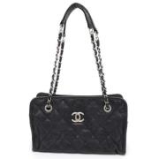 Pre-owned Leather shoulder-bags Chanel Vintage , Black , Dames