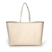 Witte leren tas met gouden details Valentino Garavani , White , Dames