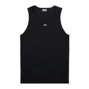 Tanktop met mini D-logopatch Diesel , Black , Heren