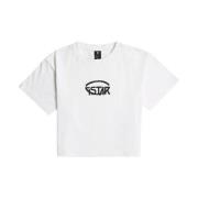 Logo Cropped Relaxte T-shirt G-star , White , Dames