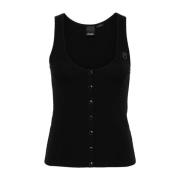 Zwarte Geribbelde Tanktop Pinko , Black , Dames