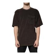 Bruin Katoenen Crew Neck T-shirt Dolce & Gabbana , Brown , Heren