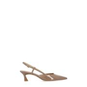 Gepolijste leren slingback met hak Stuart Weitzman , Beige , Dames