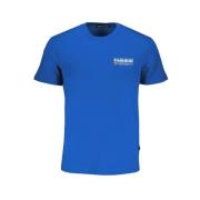 Blauw Katoen Logo Print T-Shirt Napapijri , Blue , Heren