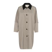 Elegante Trenchcoat Jas Elephant Skin Kaffe , Beige , Dames