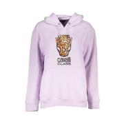 Paarse fleece hoodie met logo Cavalli Class , Purple , Dames