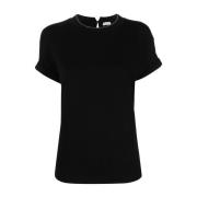 Zwart Ronde Hals T-Shirt Brunello Cucinelli , Black , Dames