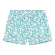 Polyester Zwemshorts met Elastische Riem Fedeli , Blue , Heren