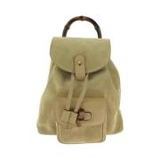 Pre-owned Leather backpacks Gucci Vintage , Beige , Dames