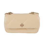 Diamant Quilt Mini Flap Tas Tory Burch , Beige , Dames