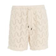 Beige Crochet Shorts voor Mannen OAS , Beige , Heren