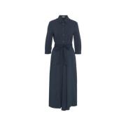 Blauwe Maxi Jurk met Taille Riem Himon's , Blue , Dames