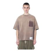 Versleten Logo Geborduurd T-shirt Mihara Yasuhiro , Brown , Heren