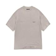 Katoenen T-shirt met Ribboord Kraag Represent , Beige , Heren