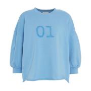 Blauwe Sweatshirt met Prachtige Prints Semicouture , Blue , Dames