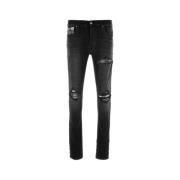 Zwarte Geruite Stretch Denim Jeans Amiri , Black , Heren