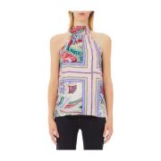 Multicolor Mouwloze Top met Hoge Kraag Liu Jo , Multicolor , Dames