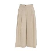 Beige Geplooide Bermuda's voor Vrouwen Ottod'Ame , Beige , Dames