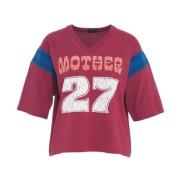 Rood Gestreept V-Hals T-Shirt Mother , Red , Dames