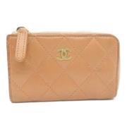 Pre-owned Leather wallets Chanel Vintage , Beige , Dames