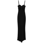 Elegante Maxi Jurk met Korsetstijl Elisabetta Franchi , Black , Dames