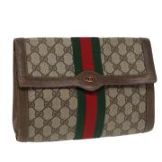 Pre-owned Leather clutches Gucci Vintage , Beige , Dames