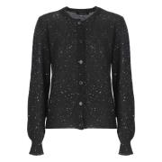 Zwarte Pailletten Cardigan Sweater Fabiana Filippi , Black , Dames