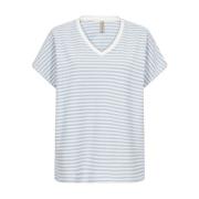 Gestreept V-hals T-shirt Soyaconcept , Blue , Dames