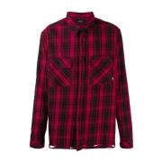 Rood Wit County Check Shirt Marcelo Burlon , Red , Heren