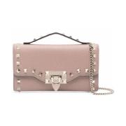 Studded Leren Ketting Portemonnee Tas Valentino Garavani , Pink , Dame...