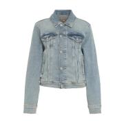 Vintage Denim Cropped Jacket Blue 7 For All Mankind , Blue , Dames