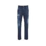 Blauwe Slim Fit Jeans Met Distressed Look Dsquared2 , Blue , Heren