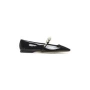 Zwarte platte schoenen met versierde band Jimmy Choo , Black , Dames