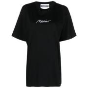 Casual Katoenen T-shirt Moschino , Black , Dames