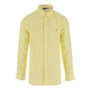 Logo Linnen Knoopshirt Geel Polo Ralph Lauren , Yellow , Heren