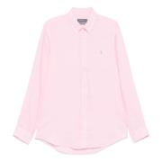 Geborduurde Linnen Overhemd Polo Ralph Lauren , Pink , Heren