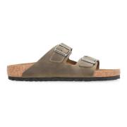 Leren slippers met gesp Birkenstock , Green , Heren