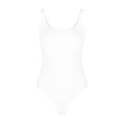 Witte Gebreide Top Hoge Glans Afwerking Wolford , White , Dames