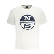 Wit Crew Neck Katoenen T-Shirt North Sails , White , Heren